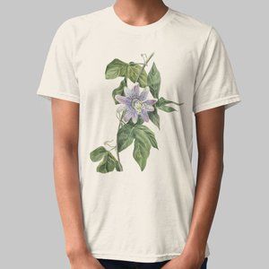 Purple Passion Flower VTG Floral Print Short Sleeve Graphic Tee T-shirt S M L XL